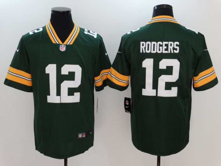 Men Green Bay Packers #12 Rodgers Green Nike Vapor Untouchable Limited NFL Jerseys